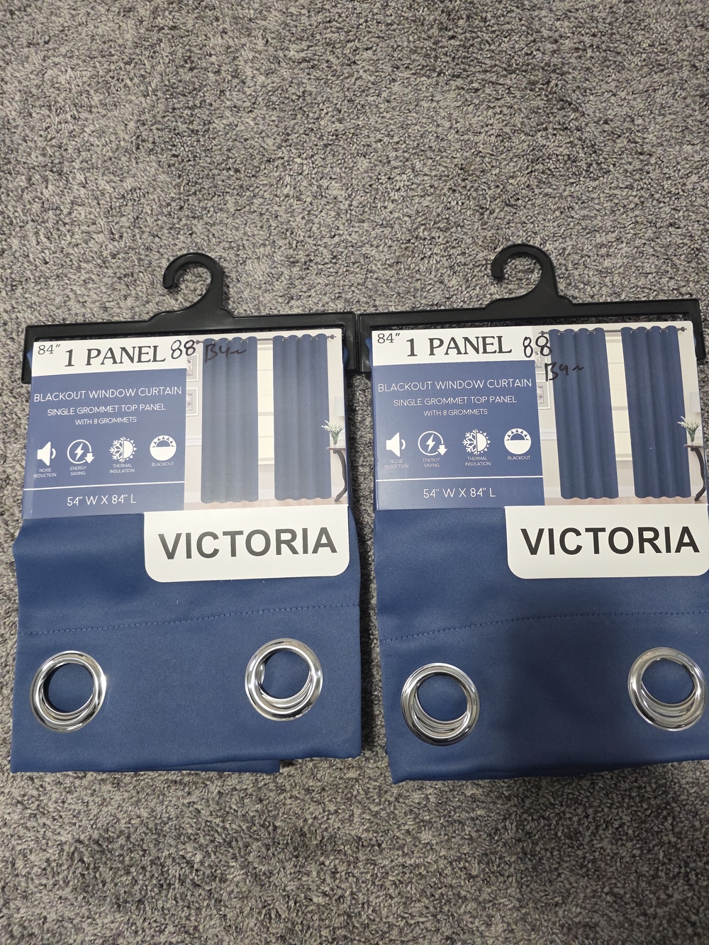 Victoria Blackout Window Curtain Panel - Navy Blue (2 Panels)